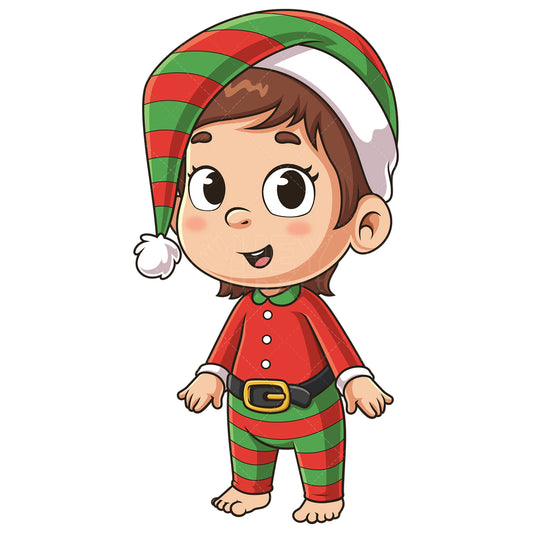Royalty-free stock vector illustration of a baby girl christmas elf.