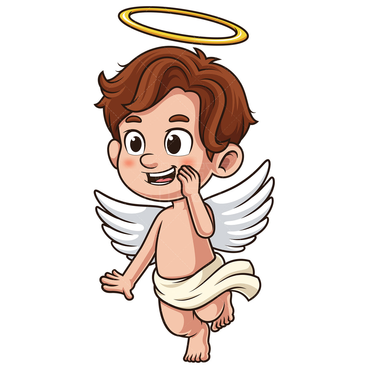 Royalty-free stock vector illustration of a cherub whispering.