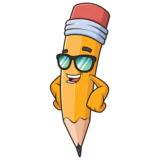 Royalty-free stock vector illustration of a cool pencil with sunglasses.