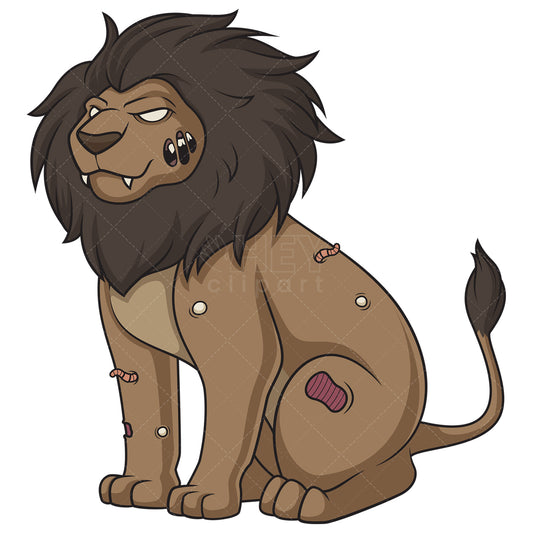 Royalty-free stock vector illustration of a creepy zombie lion.