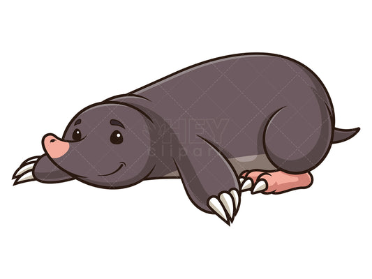 Royalty-free stock vector illustration of a cute mole lying down.