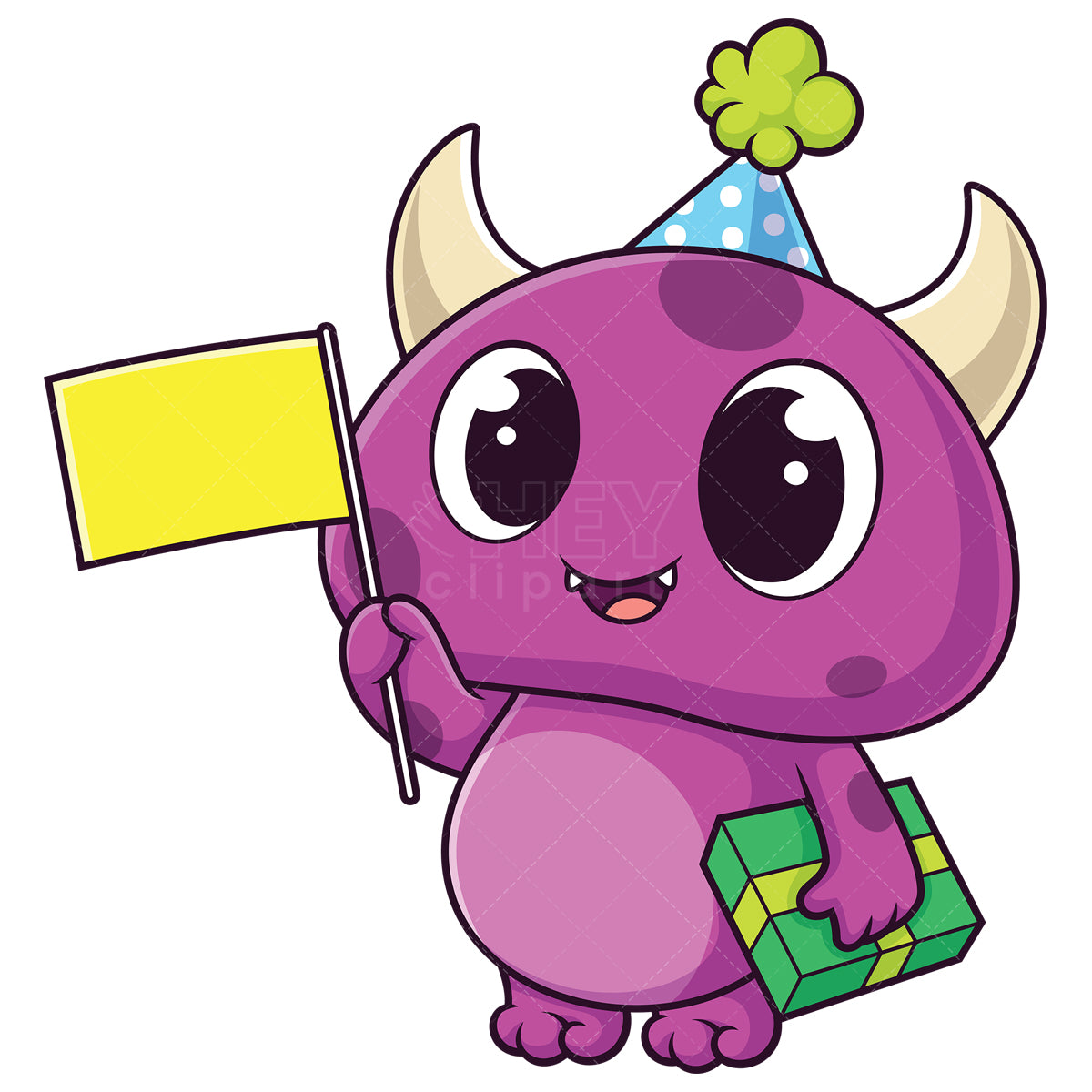 Royalty-free stock vector illustration of a cute purple birthday monster.