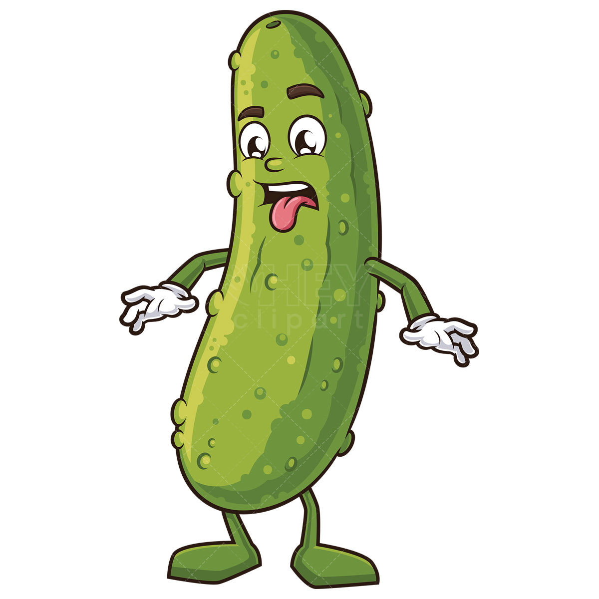 Royalty-free stock vector illustration of a disgusted pickle.