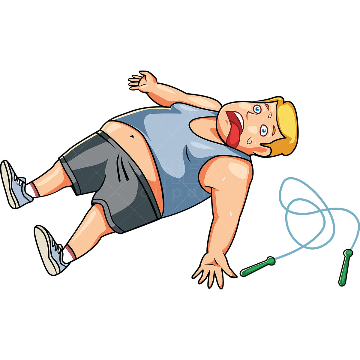 Royalty-free stock vector illustration of an exhausted man after workout.