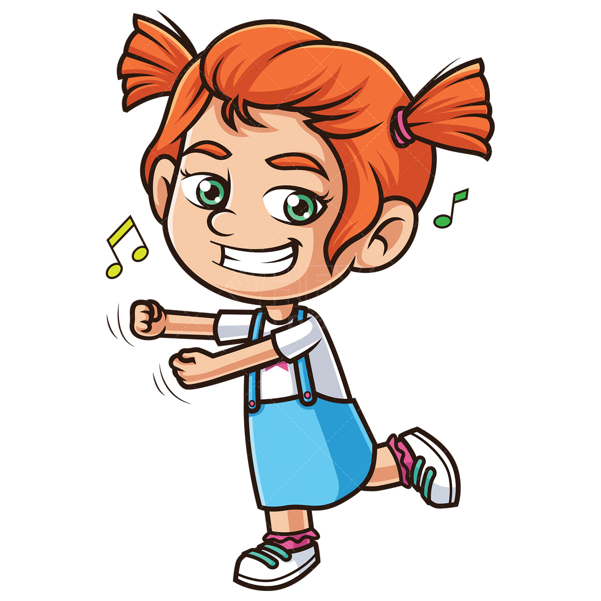 Royalty-free stock vector illustration of a ginger girl dancing.