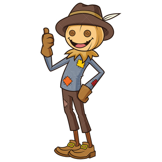 Royalty-free stock vector illustration of a happy scarecrow.