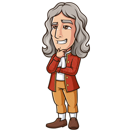 Royalty-free stock vector illustration of isaac newton thinking.