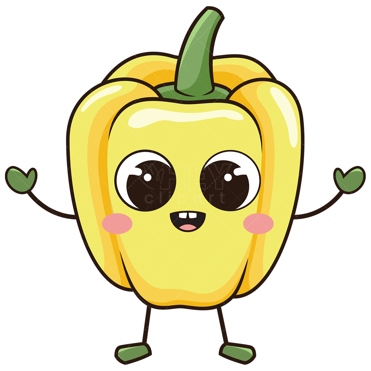 Royalty-free stock vector illustration of a kawaii yellow pepper.