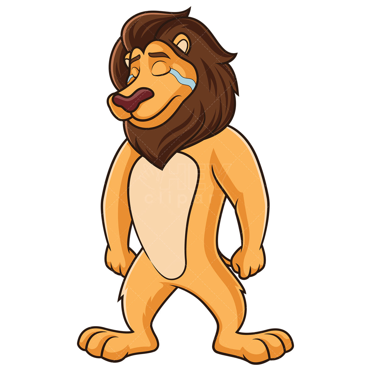 Royalty-free stock vector illustration of a lion crying.