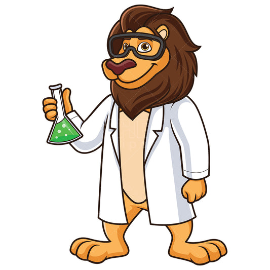 Royalty-free stock vector illustration of a lion scientist.