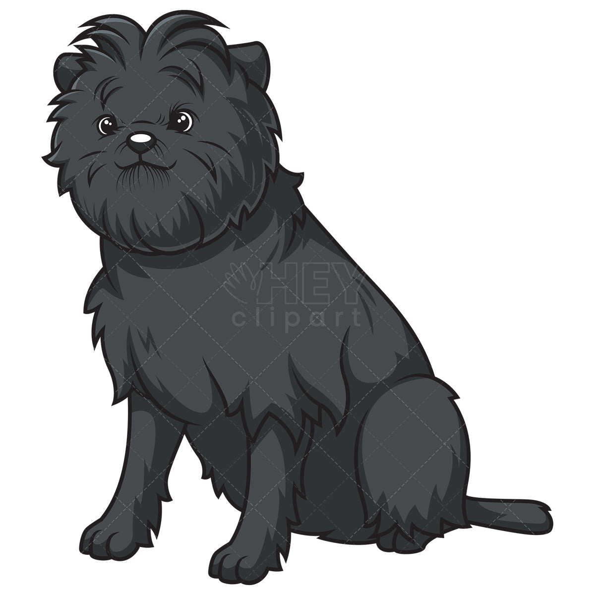 Royalty-free stock vector illustration of an obedient affenpinscher sitting.