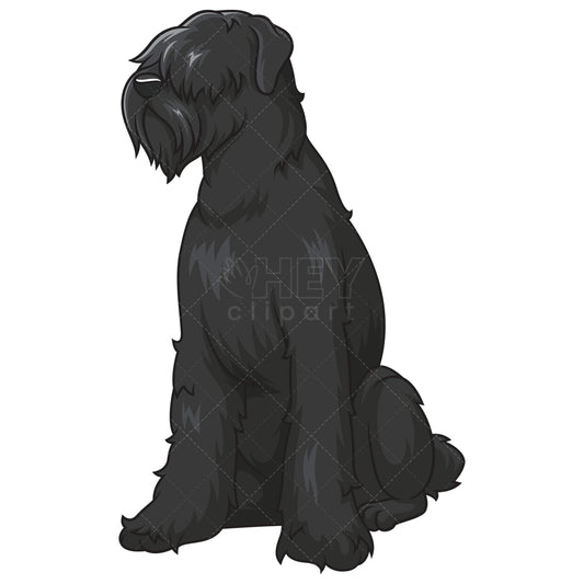 Royalty-free stock vector illustration of an obedient black russian terrier sitting.