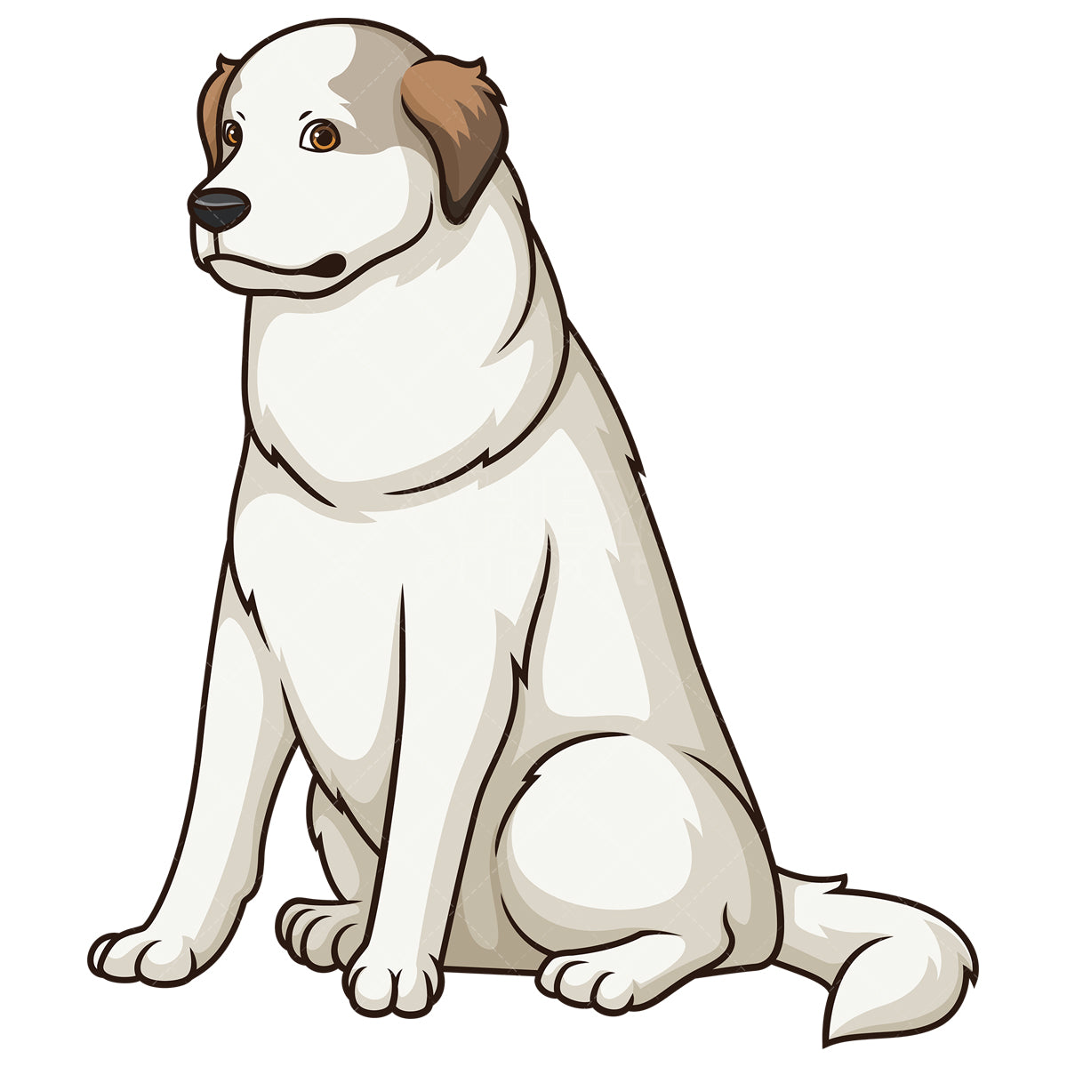 Royalty-free stock vector illustration of an obedient great pyrenees sitting.