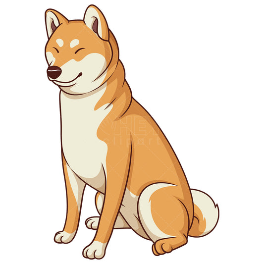 Royalty-free stock vector illustration of an obedient shiba inu sitting.