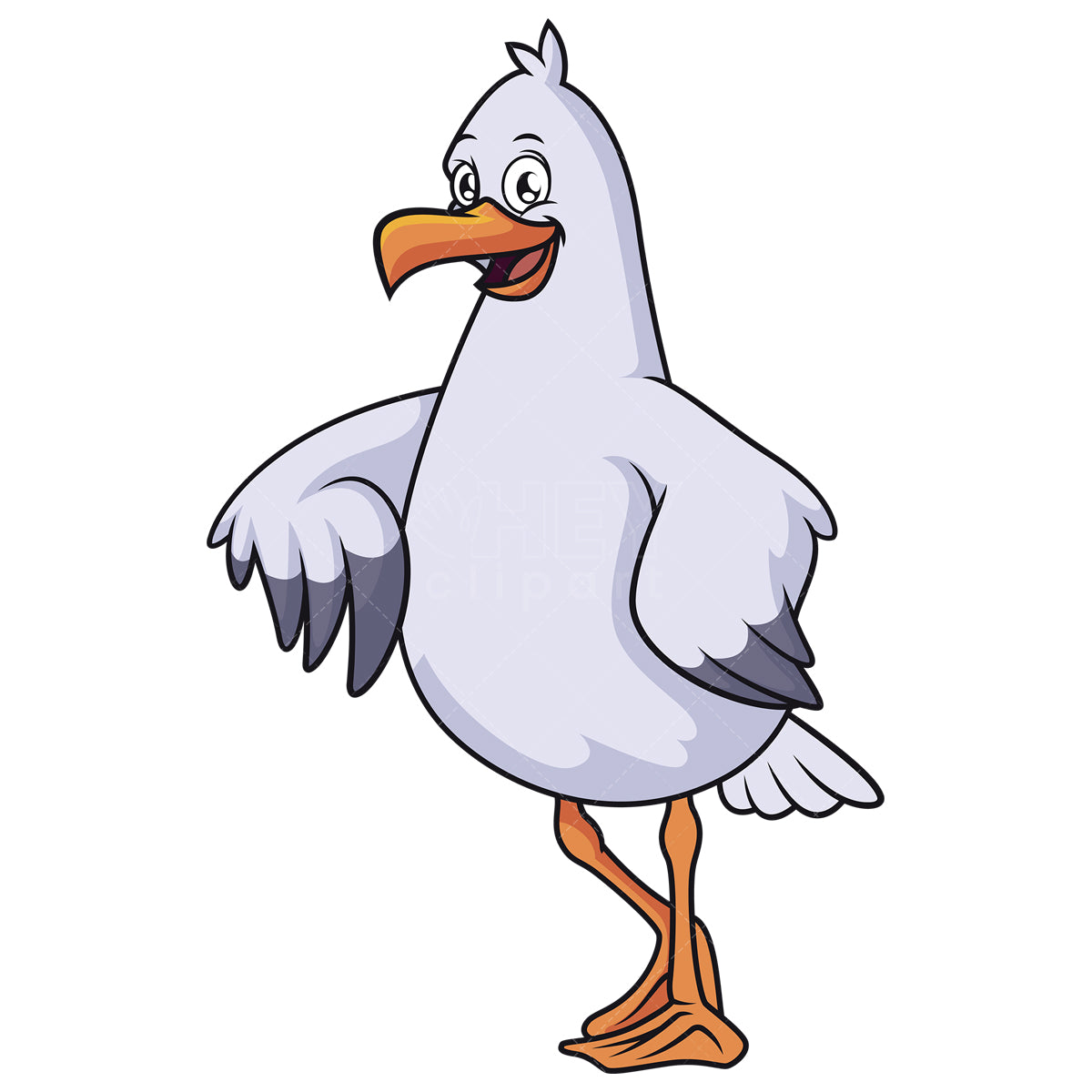 Royalty-free stock vector illustration of a seagull leaning on something.