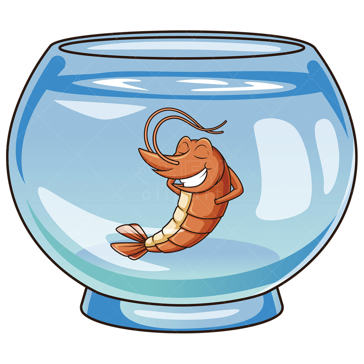 Royalty-free stock vector illustration of a shrimp in water tank.