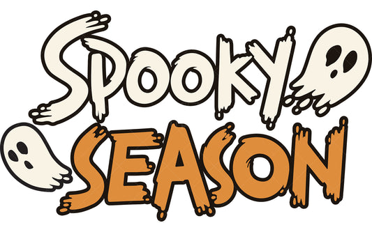 Royalty-free vector illustration of handwritten-style text art that reads "spooky season".