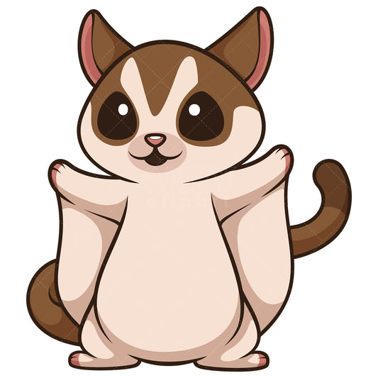 Royalty-free stock vector illustration of a sugar glider in chibi kawaii style.