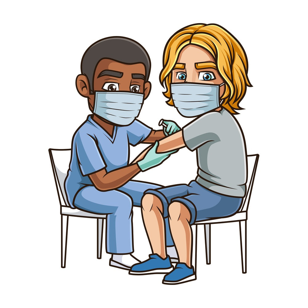 Man getting vaccinated for covid-19. PNG - JPG and vector EPS (infinitely scalable).