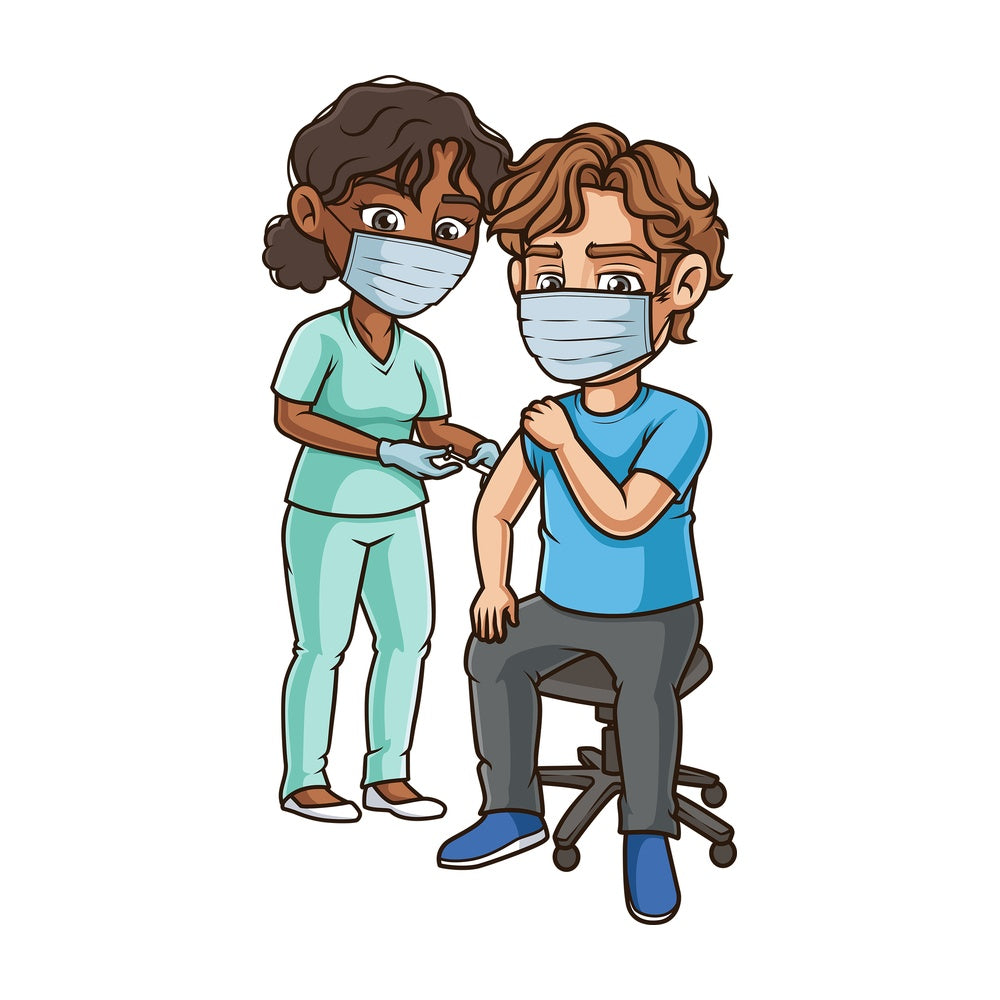 Man during coronavirus vaccination. PNG - JPG and vector EPS (infinitely scalable).