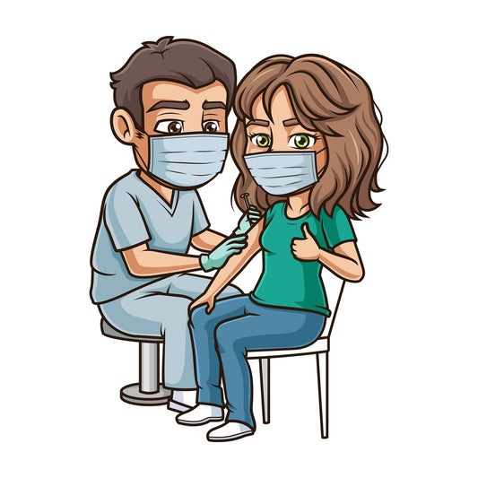 Hispanic woman coronavirus vaccine. PNG - JPG and vector EPS (infinitely scalable).