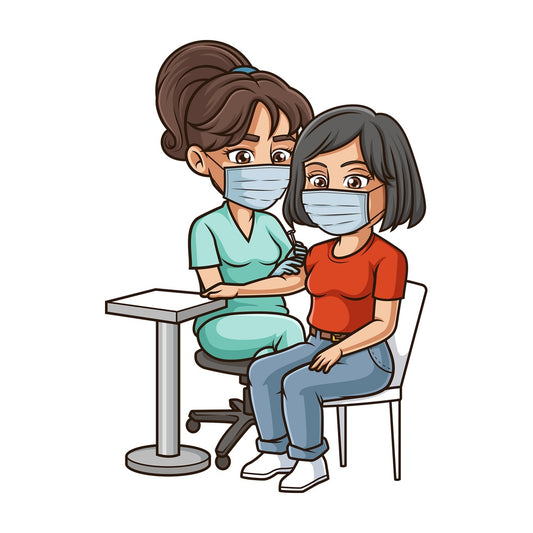 Middle-Aged woman covid-19 vaccine. PNG - JPG and vector EPS (infinitely scalable).