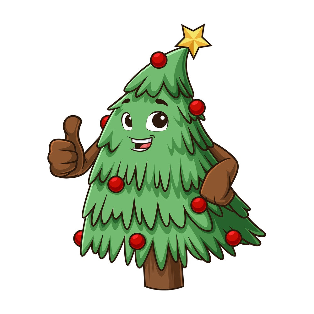 Christmas tree thumbs up. PNG - JPG and vector EPS (infinitely scalable).