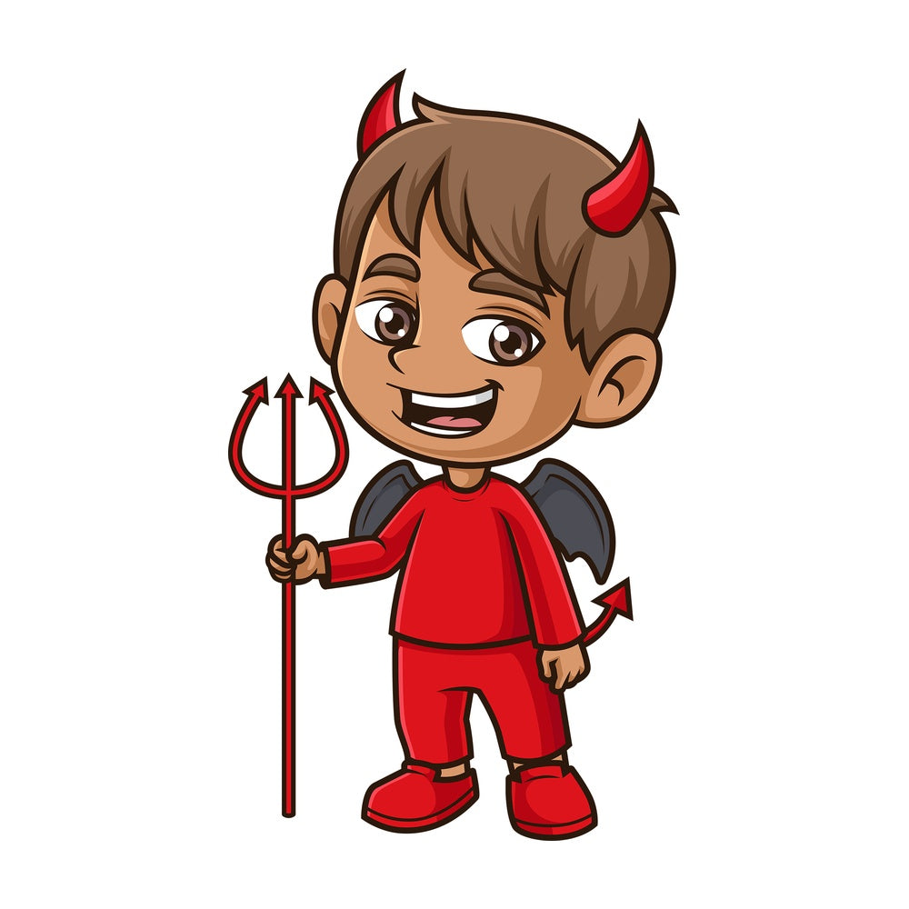 Kid devil costume halloween. PNG - JPG and vector EPS (infinitely scalable).