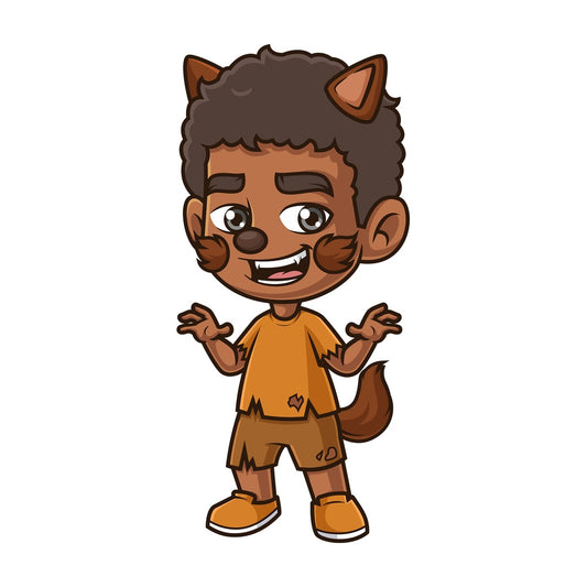 Black boy werewolf costume. PNG - JPG and vector EPS (infinitely scalable).