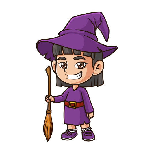 Little girl witch costume. PNG - JPG and vector EPS (infinitely scalable).