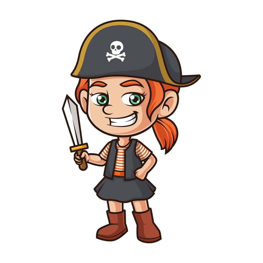 Little girl pirate costume. PNG - JPG and vector EPS (infinitely scalable).