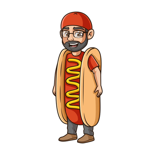 Man hot dog costume. PNG - JPG and vector EPS (infinitely scalable).