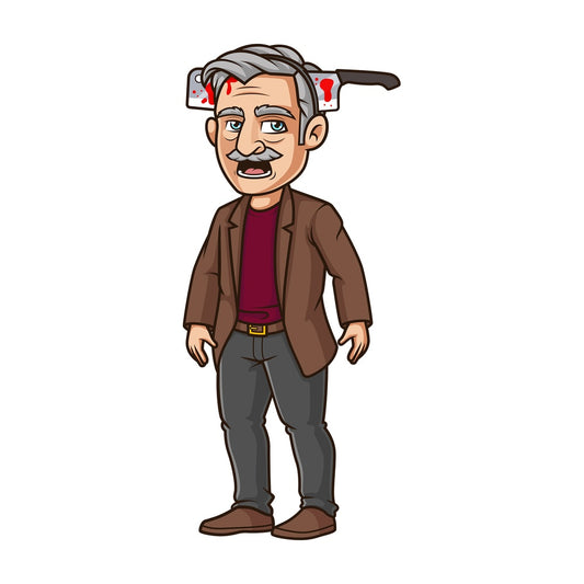 Old man knife through head headband. PNG - JPG and vector EPS (infinitely scalable).