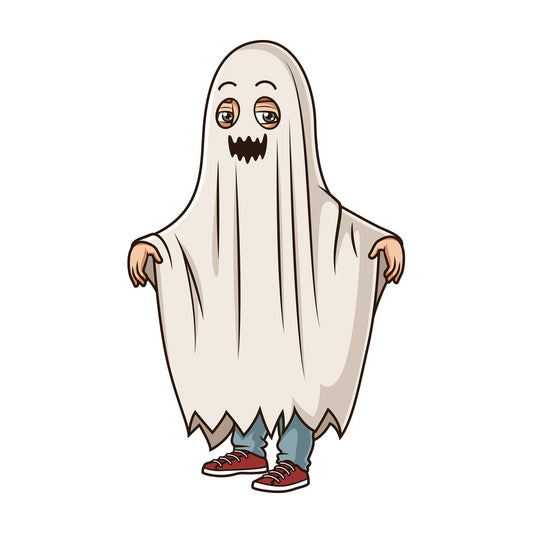 Man wearing ghost costume. PNG - JPG and vector EPS (infinitely scalable).