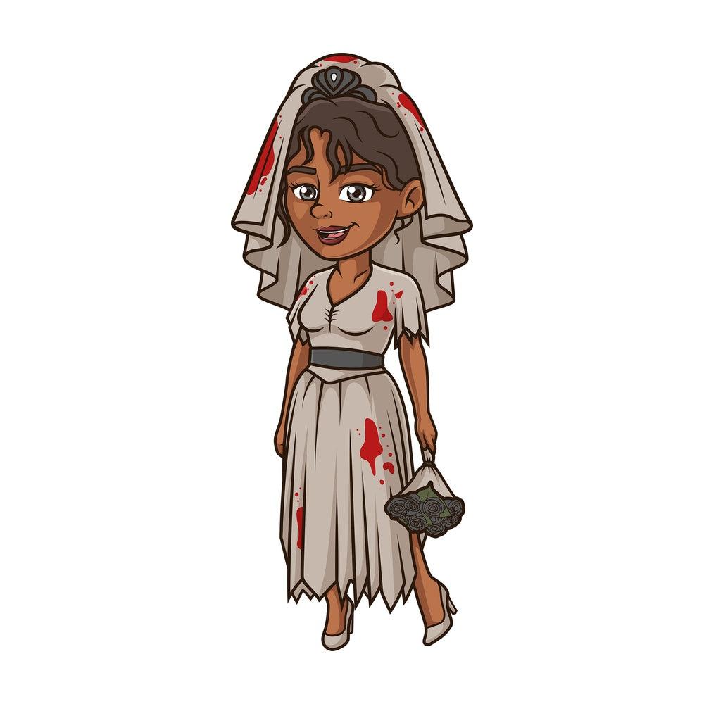 Black woman bloody bride costume. PNG - JPG and vector EPS (infinitely scalable).