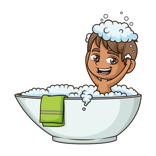 Hispanic boy taking a bath. PNG - JPG and vector EPS (infinitely scalable).