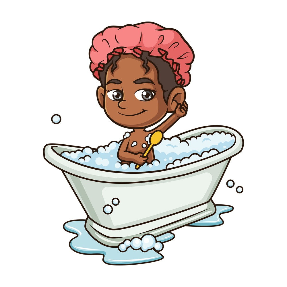 Black girl taking a bath. PNG - JPG and vector EPS (infinitely scalable).