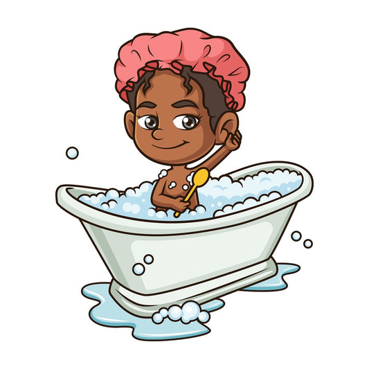 Black girl taking a bath. PNG - JPG and vector EPS (infinitely scalable).