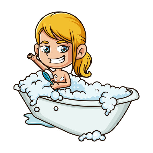 Little girl taking a bath. PNG - JPG and vector EPS (infinitely scalable).