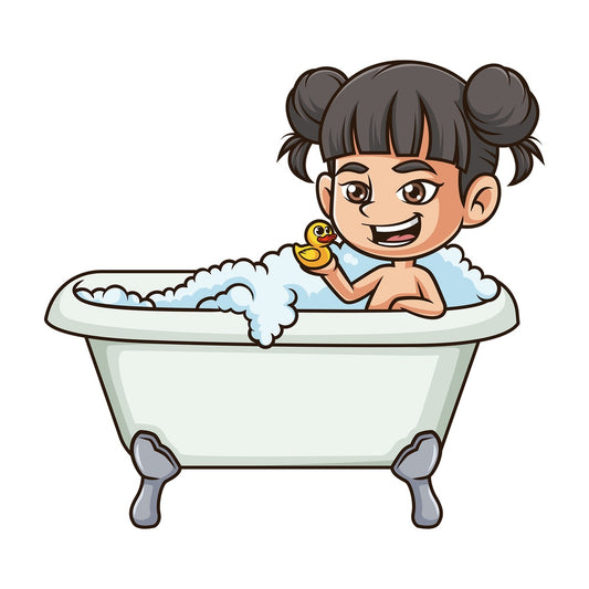 Asian girl taking a bath. PNG - JPG and vector EPS (infinitely scalable).