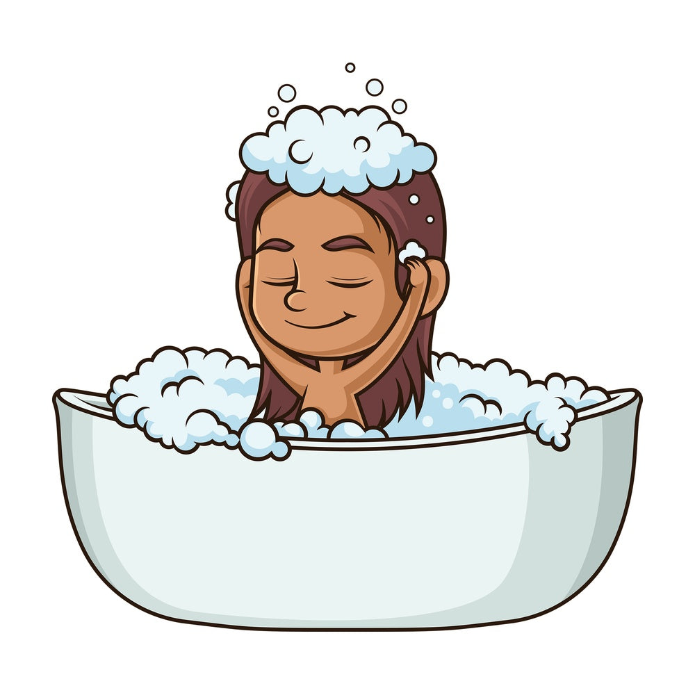 Hispanic girl taking a bath. PNG - JPG and vector EPS (infinitely scalable).