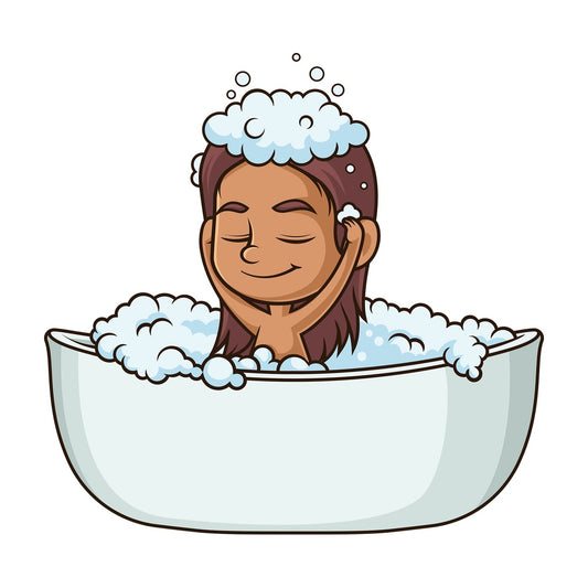 Hispanic girl taking a bath. PNG - JPG and vector EPS (infinitely scalable).