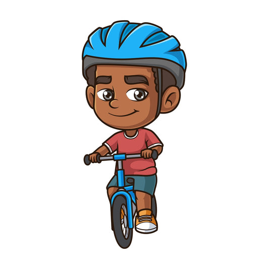 Black boy riding bike. PNG - JPG and vector EPS (infinitely scalable).