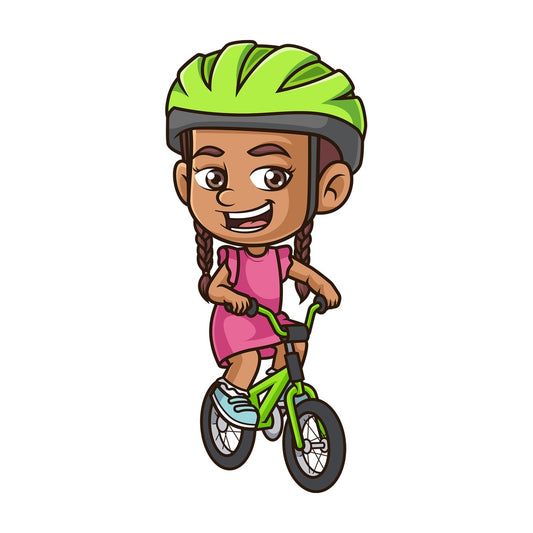 Hispanic girl riding bike. PNG - JPG and vector EPS (infinitely scalable).