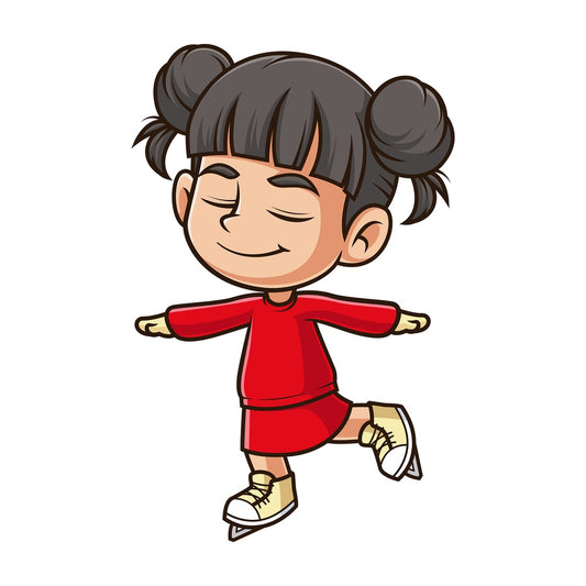 Asian girl ice skating. PNG - JPG and vector EPS (infinitely scalable).