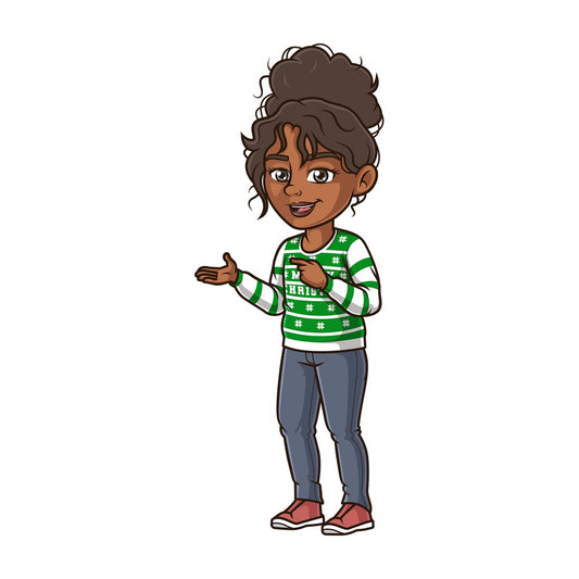 Black woman ugly christmas sweater. PNG - JPG and vector EPS (infinitely scalable).