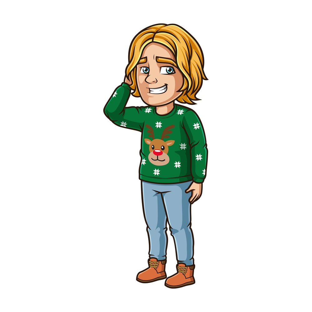 Man wearing ugly christmas sweater. PNG - JPG and vector EPS (infinitely scalable).