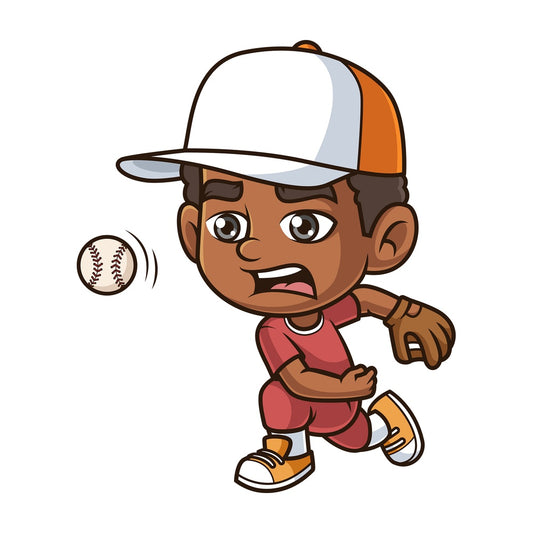 Black boy playing baseball. PNG - JPG and vector EPS (infinitely scalable).