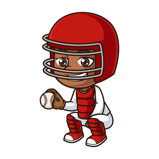Black girl baseball catcher. PNG - JPG and vector EPS (infinitely scalable).