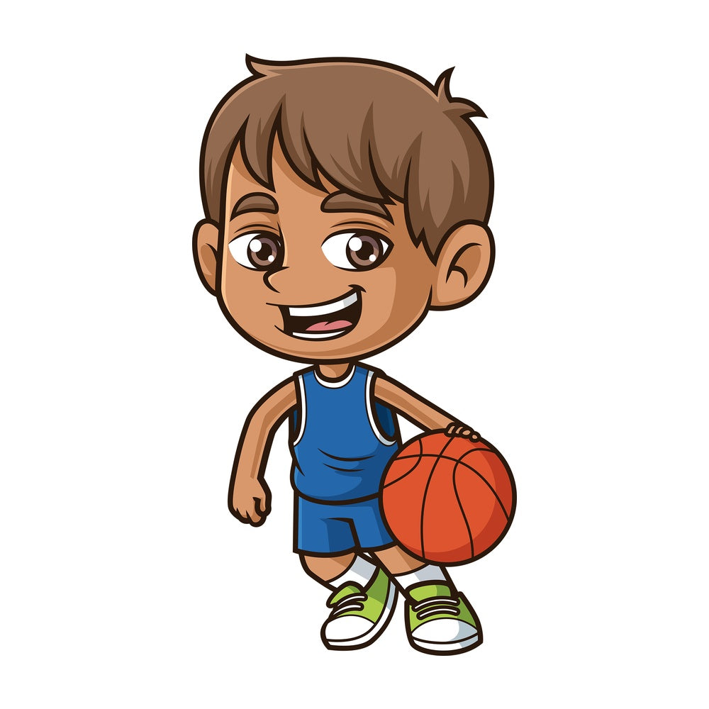 Hispanic boy playing basketball. PNG - JPG and vector EPS (infinitely scalable).